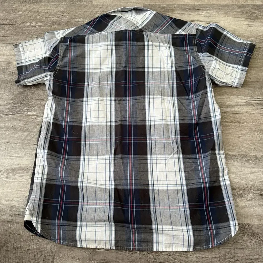 Levi’s Shirt Mens Large Blue Plaid Button Up Cotton Blend Woven Pockets
